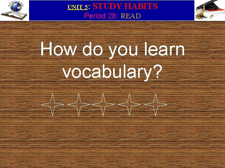 UNIT 5: STUDY HABITS Period 28: READ How do you learn vocabulary? 