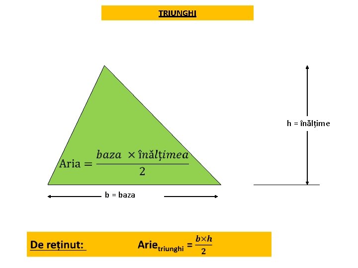 TRIUNGHI h = înălțime b = baza 