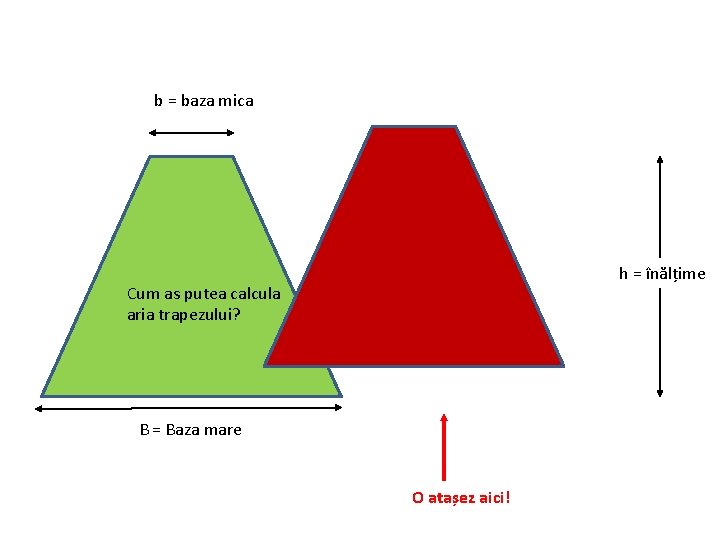 b = baza mica h = înălțime Cum as putea calcula aria trapezului? B