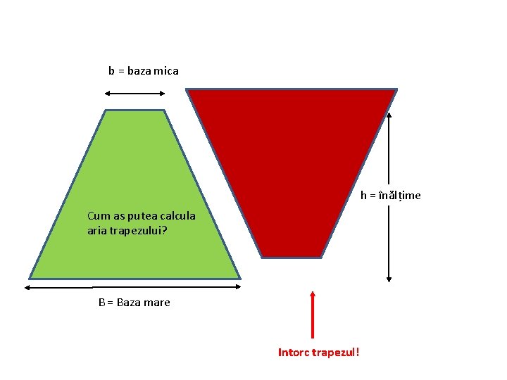 b = baza mica h = înălțime Cum as putea calcula aria trapezului? B
