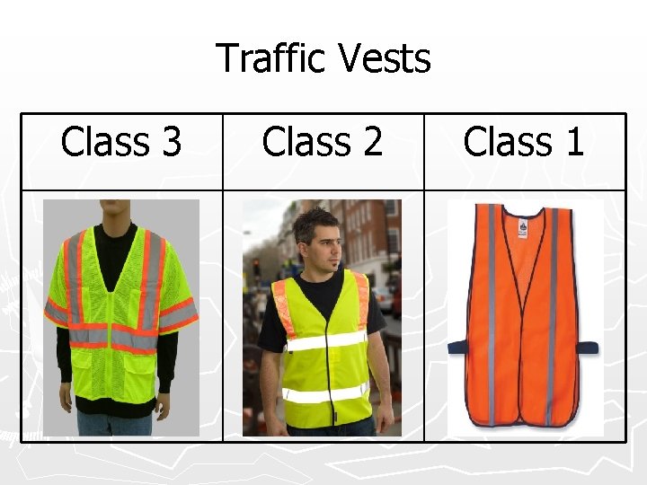 Traffic Vests Class 3 Class 2 Class 1 