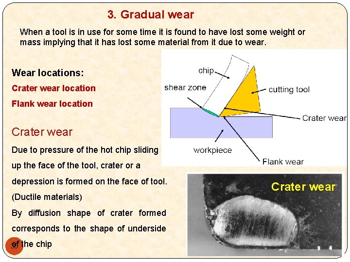 3. Gradual wear When a tool is in use for some time it is