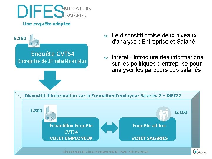 DIFES EMPLOYEURS & SALARIES Une enquête adaptée 5. 360 Enquête CVTS 4 Entreprise de