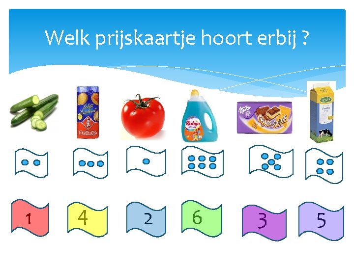 Welk prijskaartje hoort erbij ? 1 4 2 6 3 5 