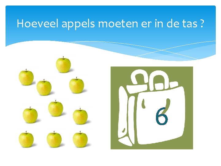 Hoeveel appels moeten er in de tas ? 6 