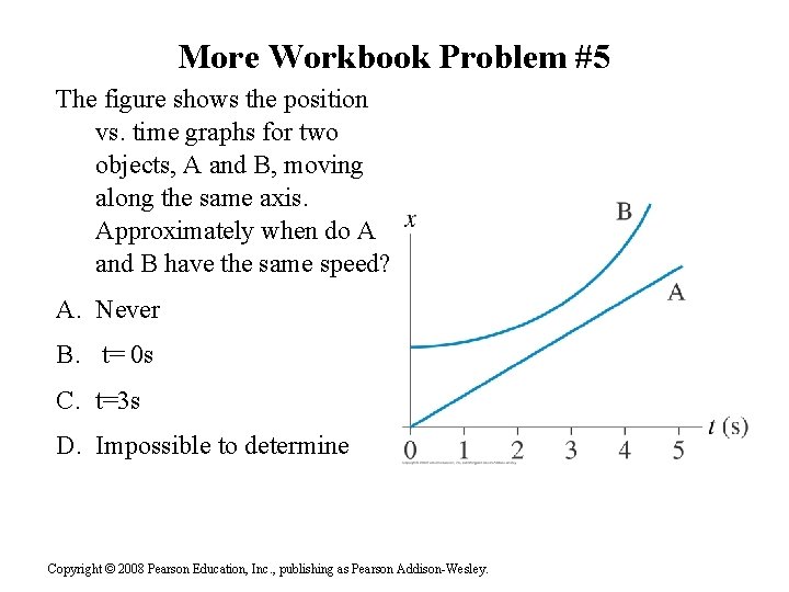 More Workbook Problem #5 The figure shows the position vs. time graphs for two More Workbook Problem #5 The figure shows the position vs. time graphs for two