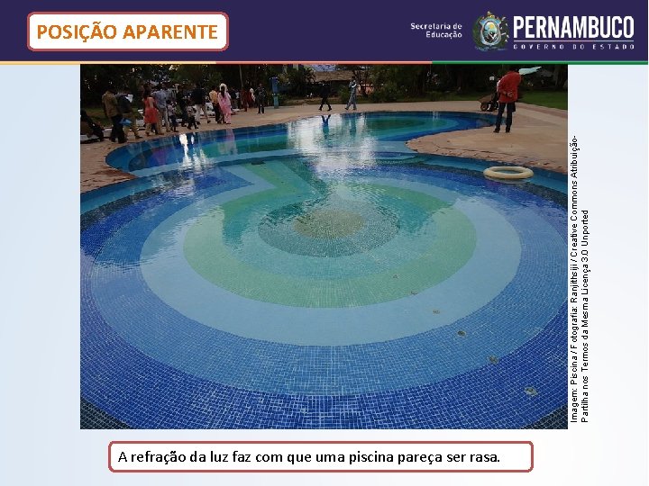Imagem: Piscina / Fotografia: Ranjithsiji / Creative Commons Atribuição. Partilha nos Termos da Mesma Imagem: Piscina / Fotografia: Ranjithsiji / Creative Commons Atribuição. Partilha nos Termos da Mesma