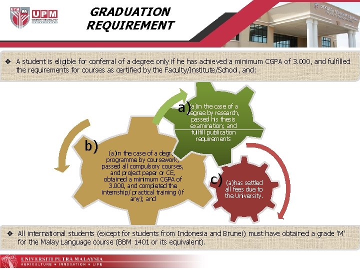 GRADUATION REQUIREMENT v A student is eligible for conferral of a degree only if