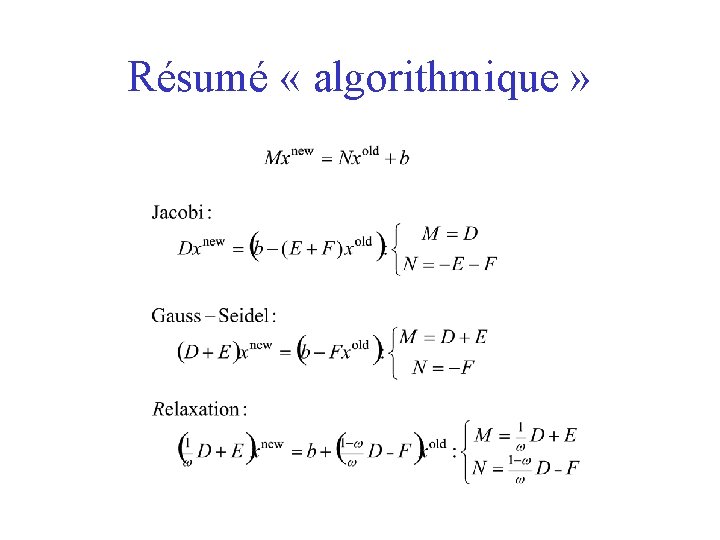 Résumé « algorithmique » 