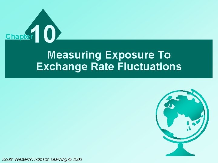 10 Chapter Measuring Exposure To Exchange Rate Fluctuations South-Western/Thomson Learning © 2006 10 Chapter Measuring Exposure To Exchange Rate Fluctuations South-Western/Thomson Learning © 2006