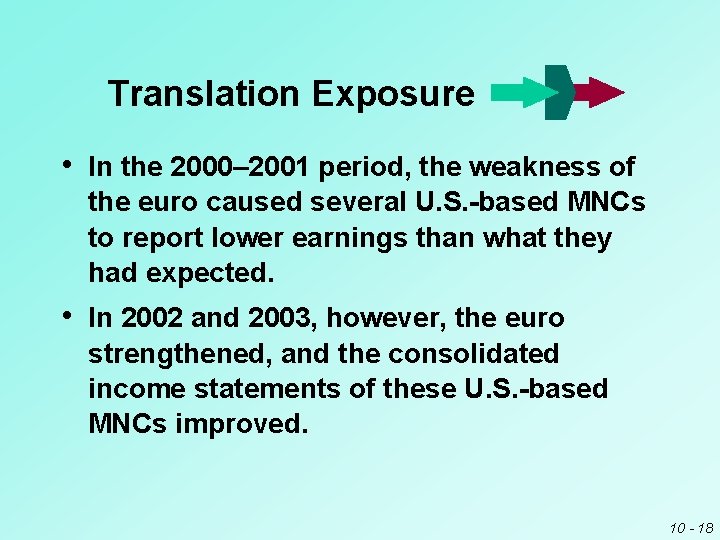 Translation Exposure • In the 2000– 2001 period, the weakness of the euro caused Translation Exposure • In the 2000– 2001 period, the weakness of the euro caused