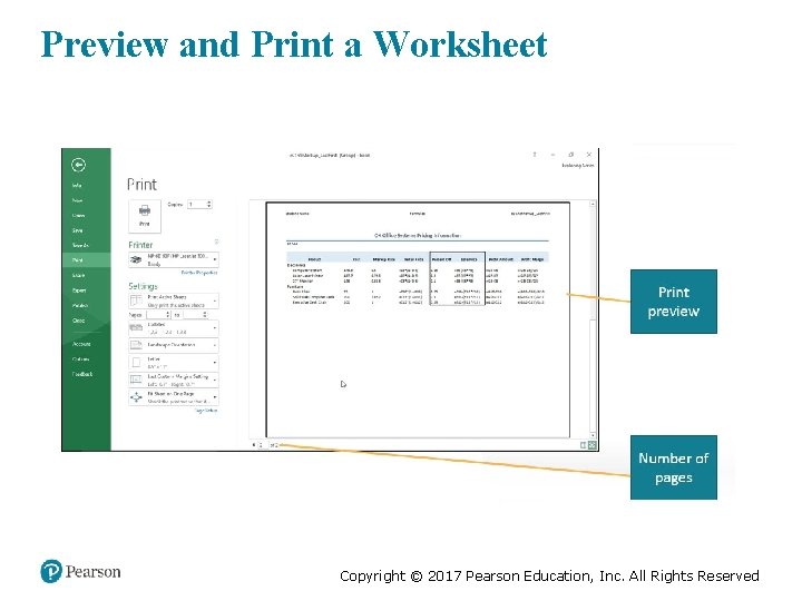 Preview and Print a Worksheet Copyright © 2017 Pearson Education, Inc. All Rights Reserved