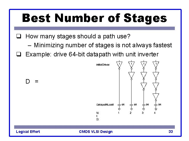 Best Number of Stages q How many stages should a path use? – Minimizing