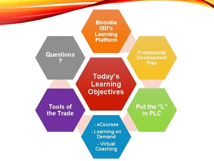 Birdville ISD’s Learning Platform Professional Development Plan Questions ? Today’s Learning Objectives Put the