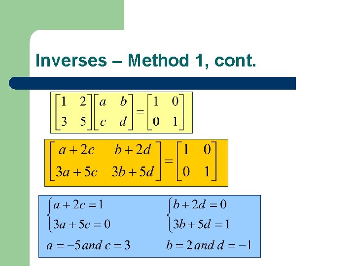 Finding the Inverse of a Matrix Properties of