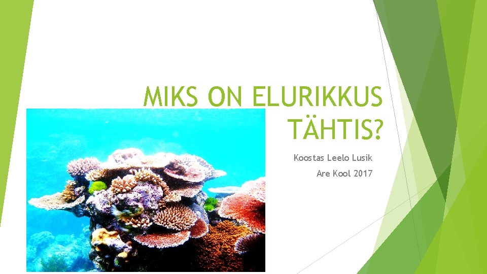 MIKS ON ELURIKKUS TÄHTIS? Koostas Leelo Lusik Are Kool 2017 MIKS ON ELURIKKUS TÄHTIS? Koostas Leelo Lusik Are Kool 2017