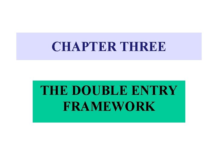CHAPTER THREE THE DOUBLE ENTRY FRAMEWORK T Accounts