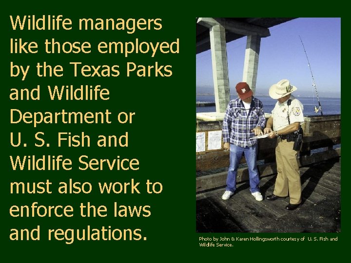Wildlife managers like those employed by the Texas Parks and Wildlife Department or U.