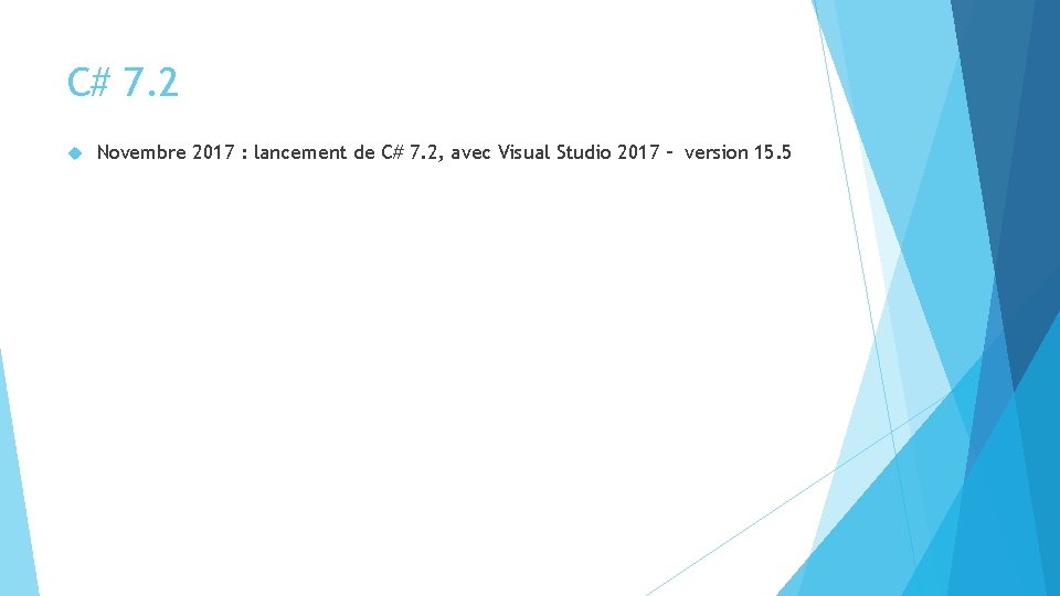 C# 7. 2 Novembre 2017 : lancement de C# 7. 2, avec Visual Studio