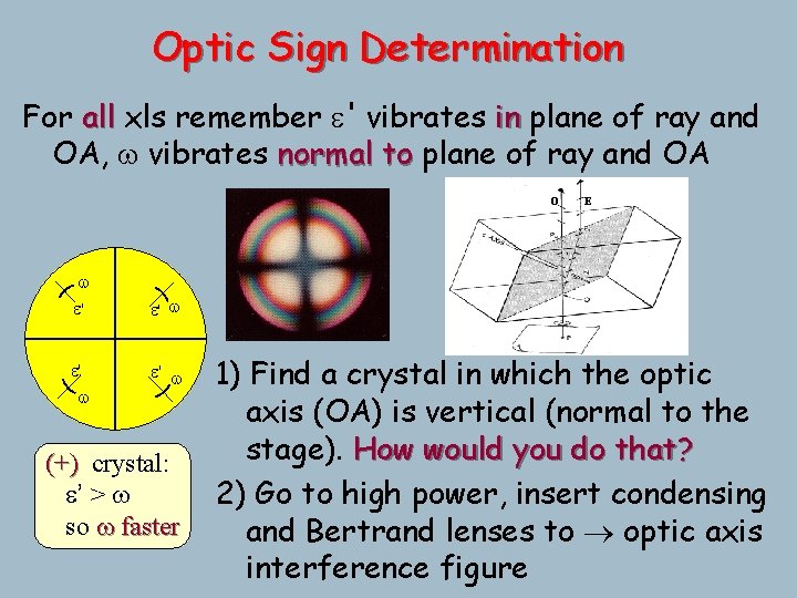 Optic Sign Determination For all xls remember e' vibrates in plane of ray and Optic Sign Determination For all xls remember e' vibrates in plane of ray and