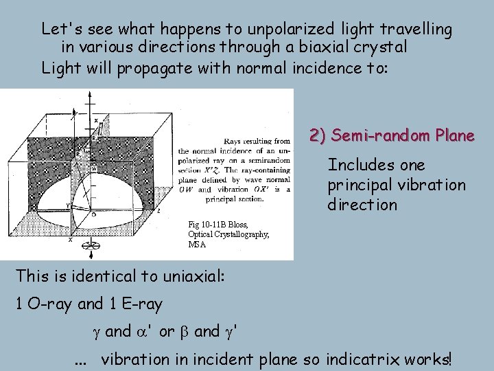 Let's see what happens to unpolarized light travelling in various directions through a biaxial Let's see what happens to unpolarized light travelling in various directions through a biaxial