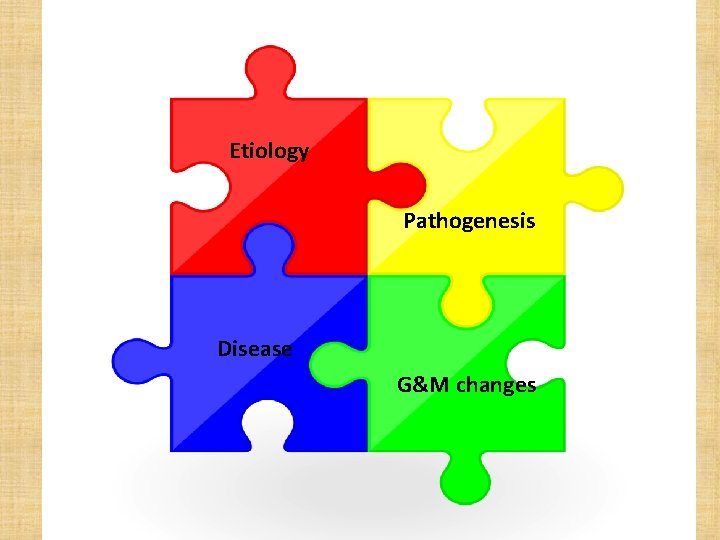 Etiology Pathogenesis Disease G&M changes 