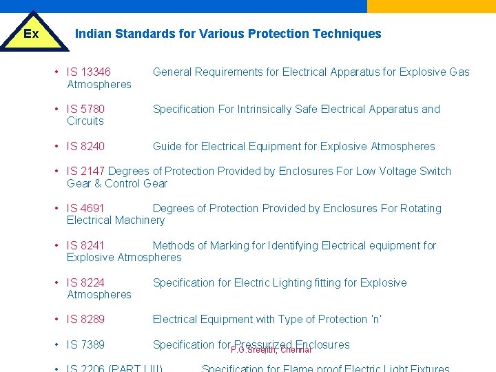 Ex Indian Standards for Various Protection Techniques • IS 13346 Atmospheres General Requirements for
