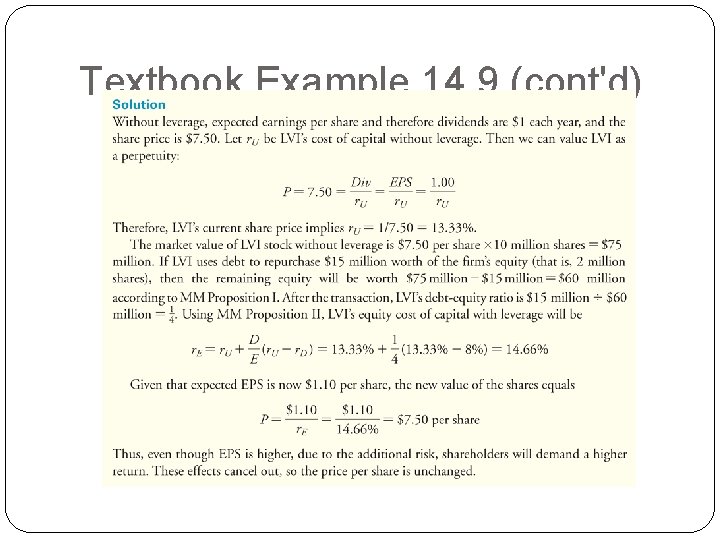Textbook Example 14. 9 (cont'd) Textbook Example 14. 9 (cont'd)