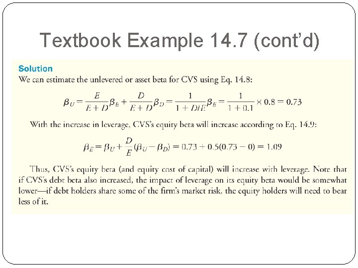 Textbook Example 14. 7 (cont’d) Textbook Example 14. 7 (cont’d)