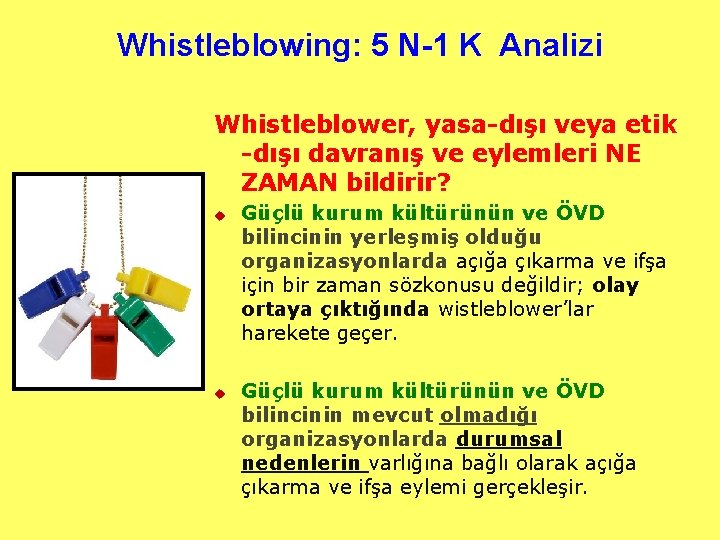 Whistleblowing: 5 N-1 K Analizi Whistleblower, yasa-dışı veya etik -dışı davranış ve eylemleri NE