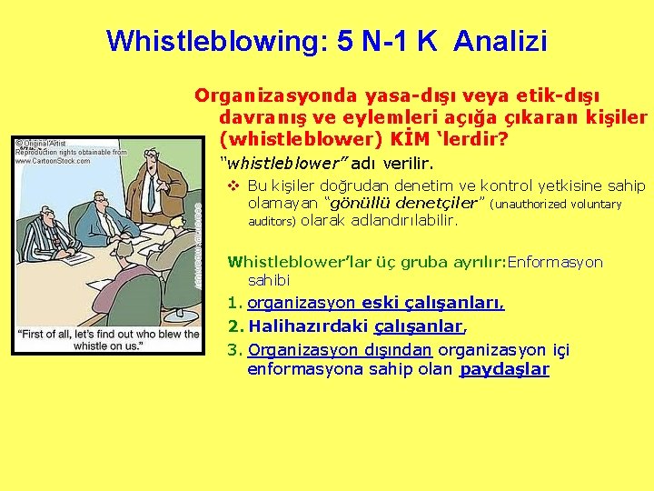 Whistleblowing: 5 N-1 K Analizi Organizasyonda yasa-dışı veya etik-dışı davranış ve eylemleri açığa çıkaran