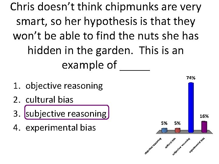 Chris doesn’t think chipmunks are very smart, so her hypothesis is that they won’t Chris doesn’t think chipmunks are very smart, so her hypothesis is that they won’t