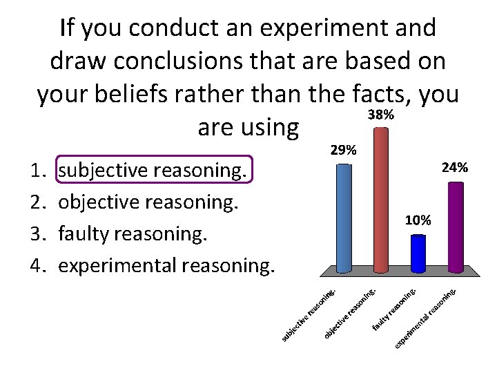 If you conduct an experiment and draw conclusions that are based on your beliefs If you conduct an experiment and draw conclusions that are based on your beliefs