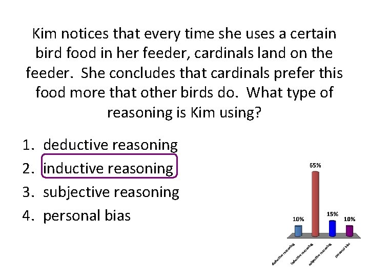 Kim notices that every time she uses a certain bird food in her feeder, Kim notices that every time she uses a certain bird food in her feeder,