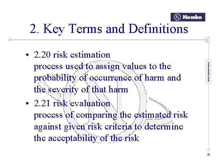 2. Key Terms and Definitions • 2. 20 risk estimation process used to assign
