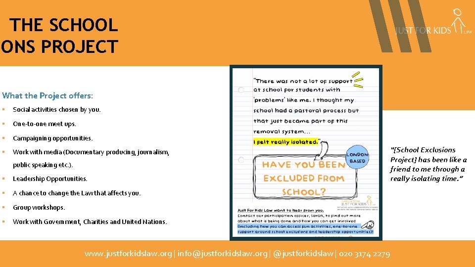 THE SCHOOL IONS PROJECT What the Project offers: § Social activities chosen by you.