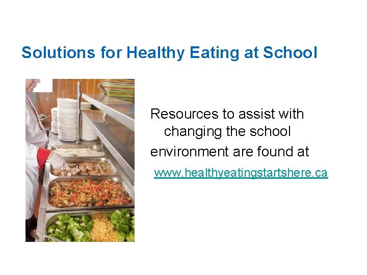 Solutions for Healthy Eating at School Resources to assist with changing the school environment