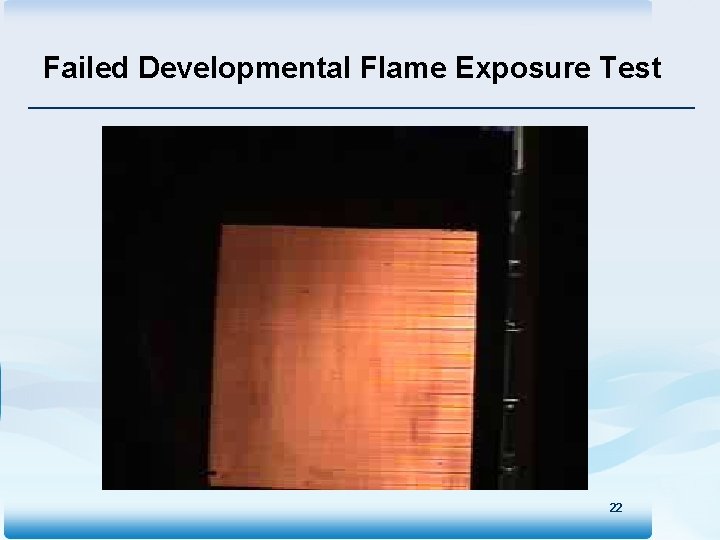 Failed Developmental Flame Exposure Test 22 