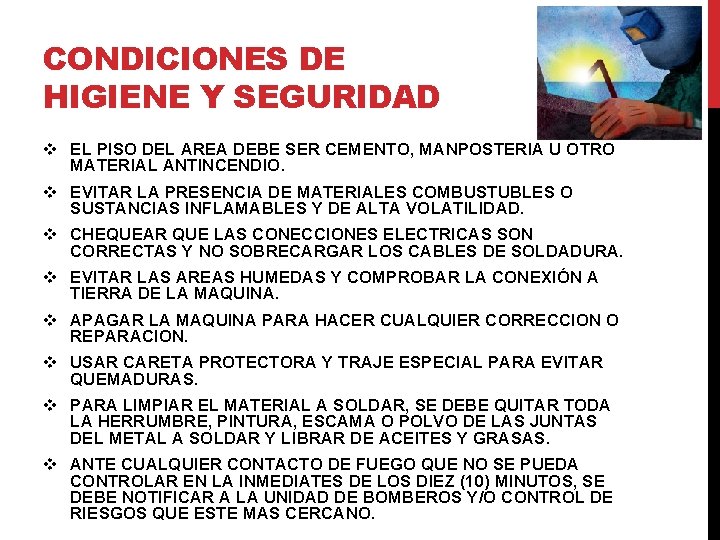 CONDICIONES DE HIGIENE Y SEGURIDAD v EL PISO DEL AREA DEBE SER CEMENTO, MANPOSTERIA CONDICIONES DE HIGIENE Y SEGURIDAD v EL PISO DEL AREA DEBE SER CEMENTO, MANPOSTERIA
