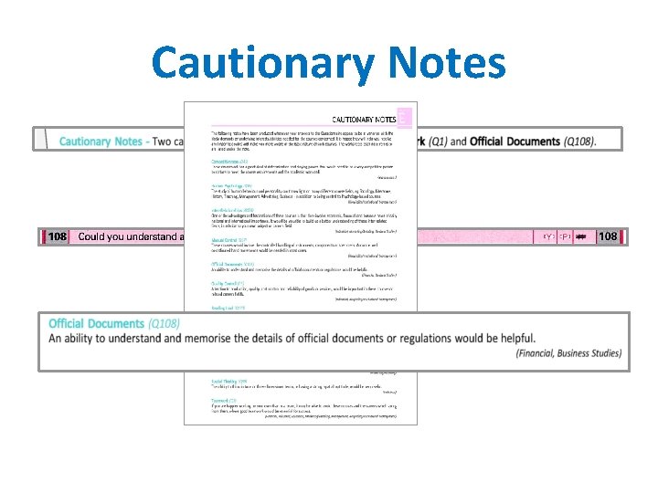 Cautionary Notes 