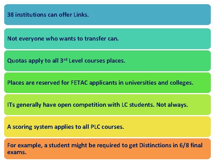 38 institutions can offer Links. Not everyone who wants to transfer can. Quotas apply