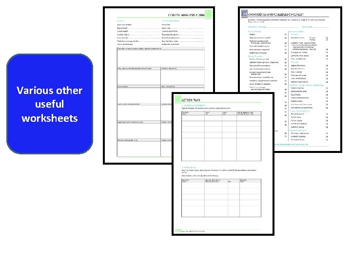 Various other useful worksheets 