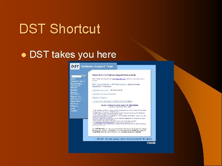 DST Shortcut l DST takes you here 