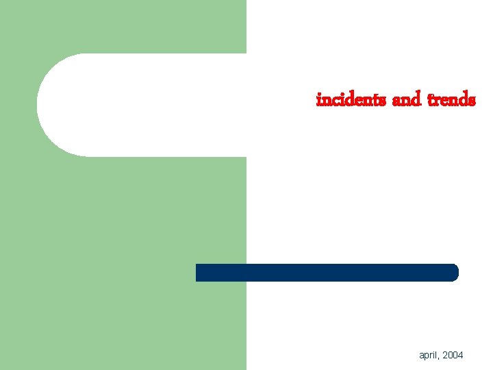 incidents and trends april, 2004 incidents and trends april, 2004