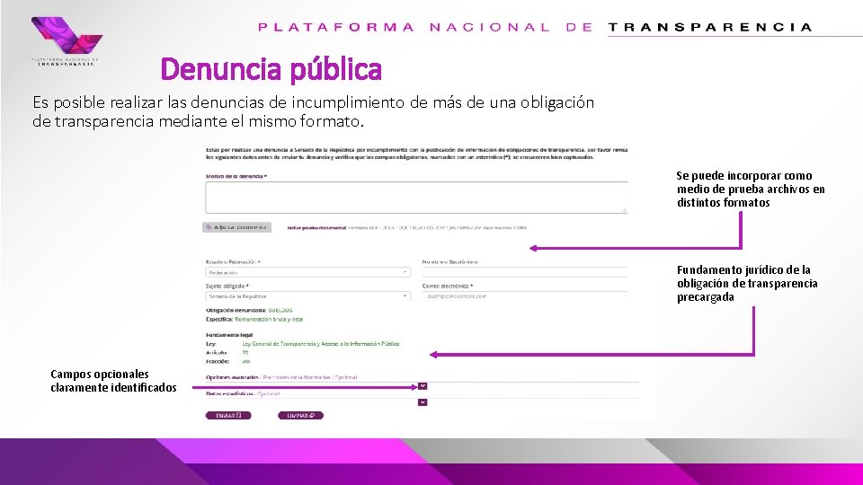 Denuncia pública Es posible realizar las denuncias de incumplimiento de más de una obligación