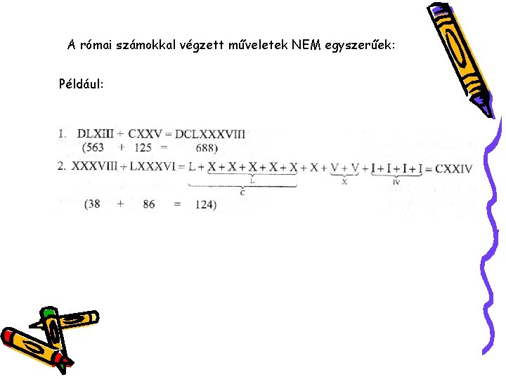 A római számokkal végzett műveletek NEM egyszerűek: Például: 
