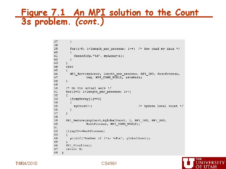 Figure 7. 1 An MPI solution to the Count 3 s problem. (cont. )