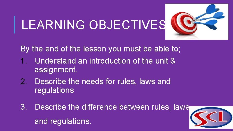 LEARNING OBJECTIVES By the end of the lesson you must be able to; 1.
