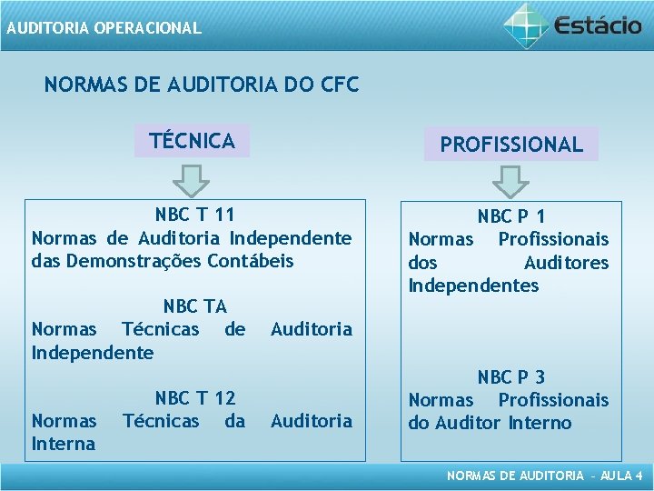 AUDITORIA OPERACIONAL NORMAS DE AUDITORIA DO CFC TÉCNICA PROFISSIONAL NBC T 11 Normas de