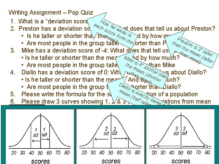 Writing Assignment – Pop Quiz 1. What is a “deviation score” e How a